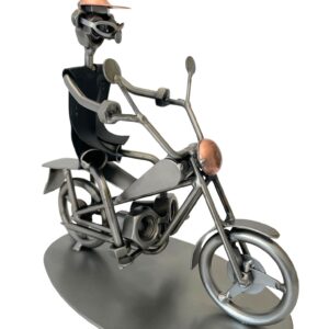 metalowa figurka motocyklista na motorze